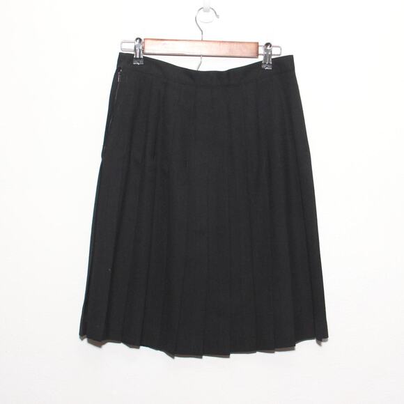 Vintage Pleated Skirt Wool Blend Black Jacqueline Ferrar Size 10 - Picture 2 of 6